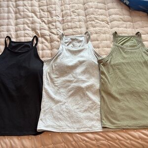 Klassy Network Ribbed Tank Top Set - Black, White, and Green